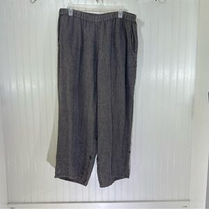 FLAX by Jeanne Engelhart 100% Linen Brown Cropped Baggy Lagenlook Size Large